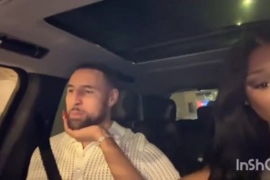 真恩爱！克莱赛后载着性感女友，甜蜜说：我宝贝帮我挑的衣服